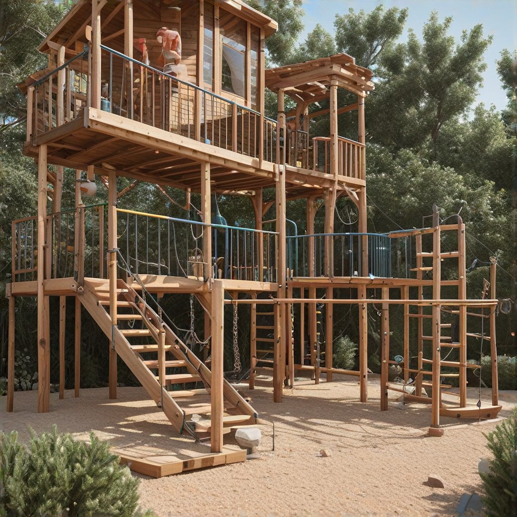 A wide-angle shot of the BDV Empresas playground, highlighting its diverse range of attractions and activities, including climbing structures, interactive games, and open spaces for running and playing, creating a sense of adventure and exploration.
